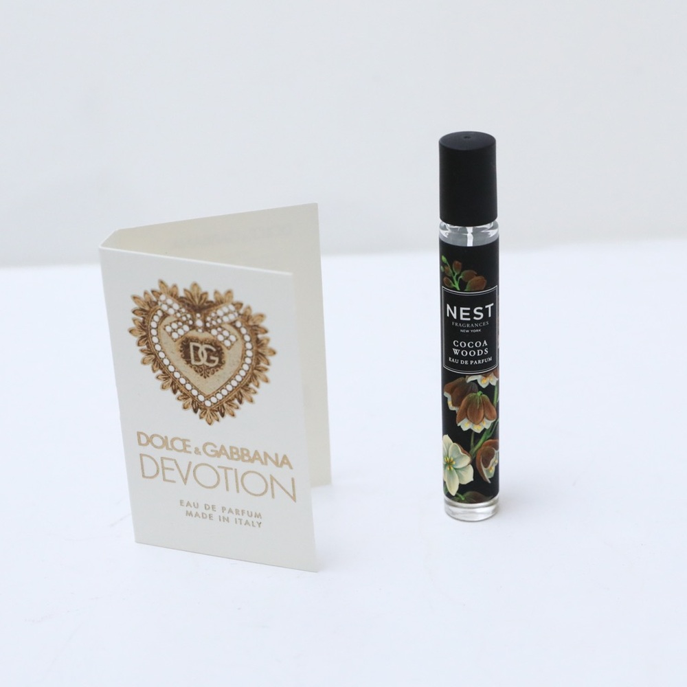 Nest Cocoa Woods Dolce Gabbana Devotion rollerball scent spray vanilla sweet